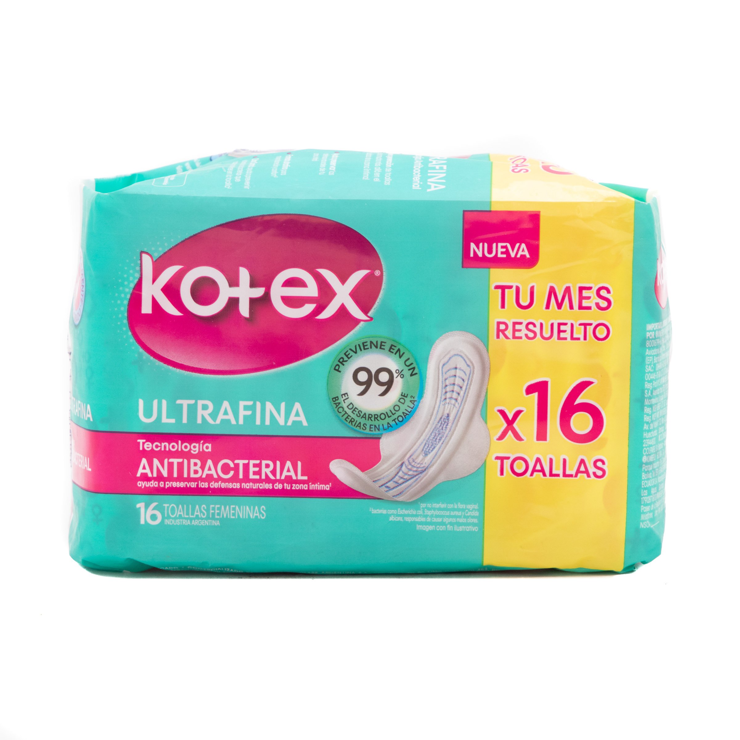KOTEX TOALLA H UF C/A ANTIB X 16